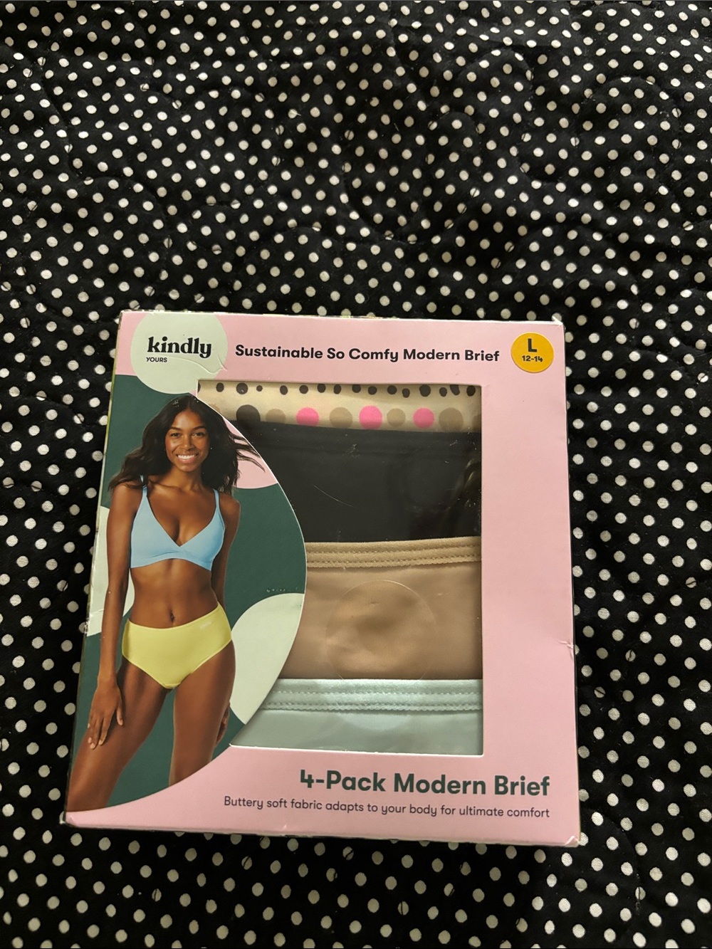 kindly 4-Pack Modern Briefs - Black, Beige, Mint, Polka Dot